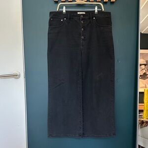 Madewell Charcoal Button Fly Wide Leg Cropped Jeans